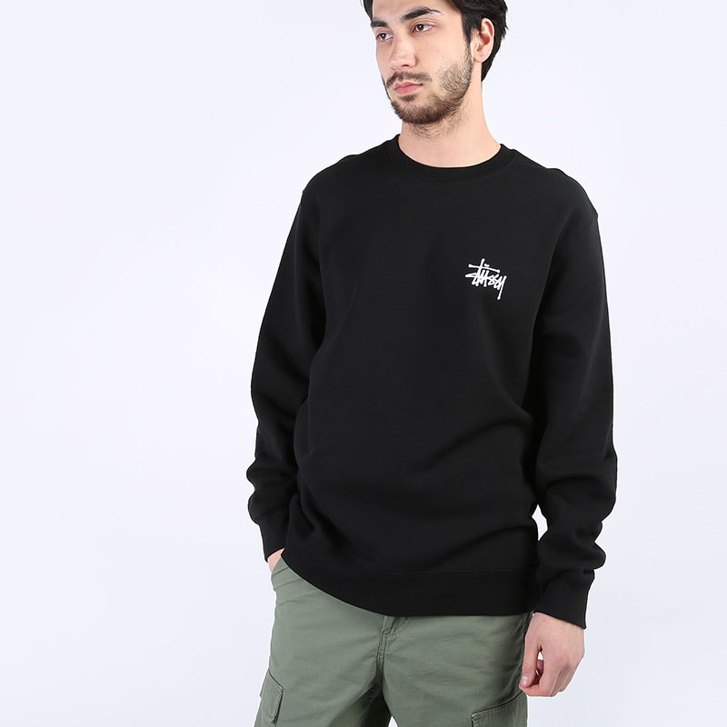 мужская черная толстовка Stussy Basic Crew 1914500-black - цена, описание, фото 1